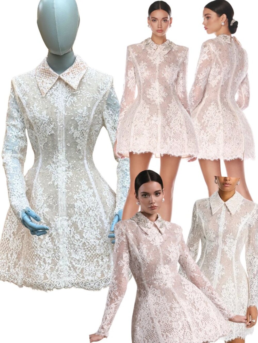🆕 BRONX & BANCO 🧿 NWOT Adelaide White Lace Bridal Mini Dress, Sz XS US 2